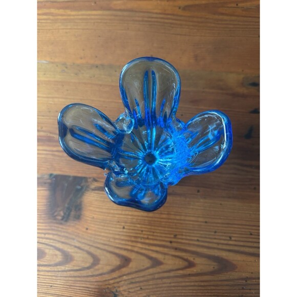 Vintage MCM Aqua Blue Swung Pedestal Vase 7.5 Inches In The Style Of Viking - Picture 5 of 9